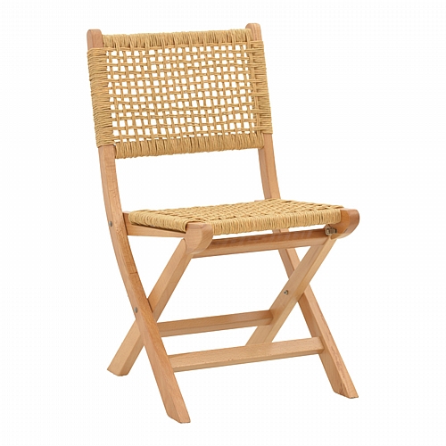 Καρέκλα πτυσσομενη Xianju pakoworld ξύλο οξιάς και σχοινί σε φυσική απόχρωση 47x58x85εκ