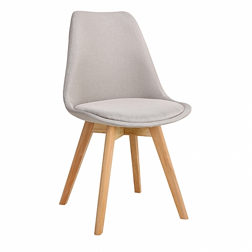 Καρέκλα Gaston pakoworld μπεζ ύφασμα και ξύλινο πόδι σε φυσική απόχρωση56.5x43x83.5εκ