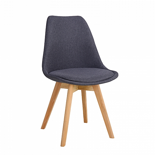 Καρέκλα Gaston pakoworld ανθρακί ύφασμα και ξύλινο πόδι σε φυσική απόχρωση 56.5x43x83.5εκ