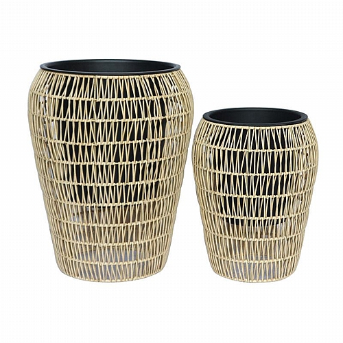 ΣΕΤ ΚΑΣΠΩ 2 ΤΕΜΑΧΙΑ POLY RATTAN  Fylliana FL21897 ΦΥΣΙΚΟ ΧΡΩΜΑ 39x50εκ & 30x39εκ.