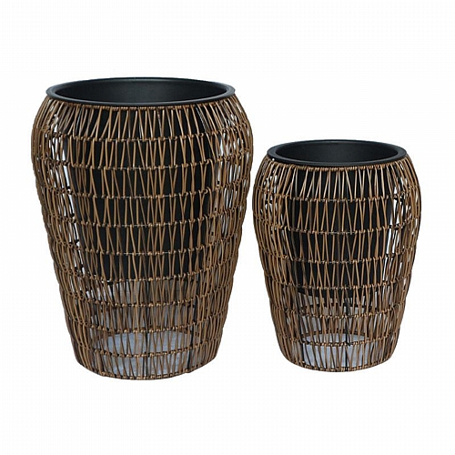 ΣΕΤ ΚΑΣΠΩ 2 ΤΕΜΑΧΙΑ POLY RATTAN  Fylliana FL21897 ΚΑΦΕ ΧΡΩΜΑ 39x50εκ & 30x39εκ