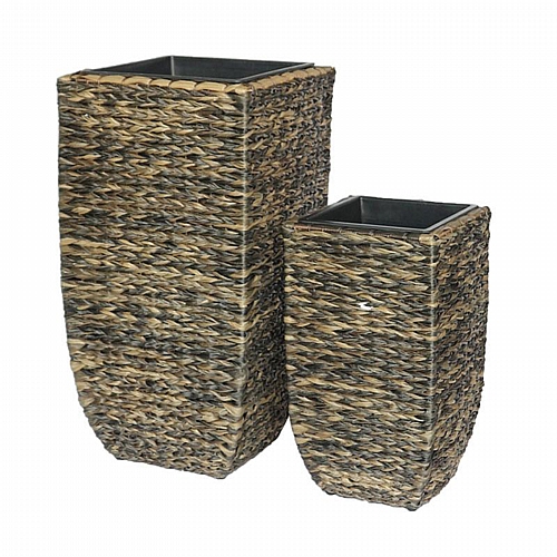 ΣΕΤ ΚΑΣΠΩ 2 ΤΕΜΑΧΙΑ POLY RATTAN  Fylliana FL20219 ΜΠΕΖ-ΚΑΦΕ ΧΡΩΜΑ 39x77εκ & 29χ53ek