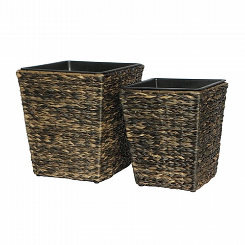 ΣΕΤ ΚΑΣΠΩ 2 ΤΕΜΑΧΙΑ POLY RATTAN  Fylliana FL21587  ΜΠΕΖ-ΚΑΦΕ ΧΡΩΜΑ 36x40εκ & 30x35εκ